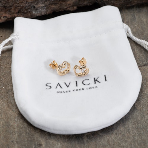 Kolczyki serce Savicki: złote, diamenty